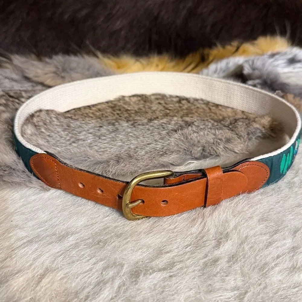 Brown and Green Women's Belt 30/32 (3300)
